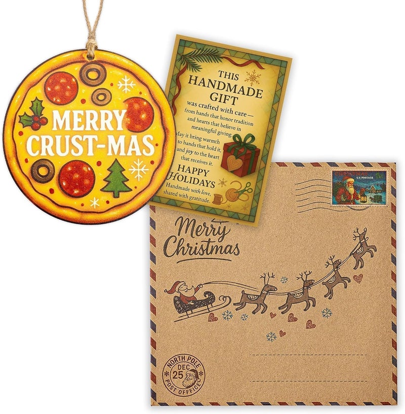 NELXI Pizza Ornaments for Christmas Tree, Funny Food Christmas Ornament, Unique Pizza Gifts for Food Lovers, Delicious Pizza Slice Holiday Decoration, Cute Hanging Ornament for Christmas 2025 - Image 2
